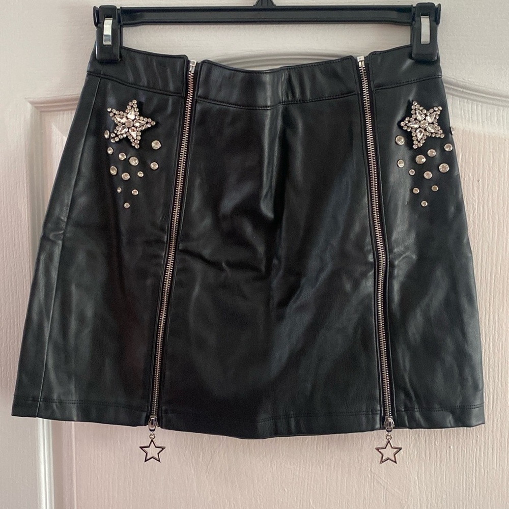 Dolls Kill Horoscopez Blissful Baddie Faux Leather Mini Skirt